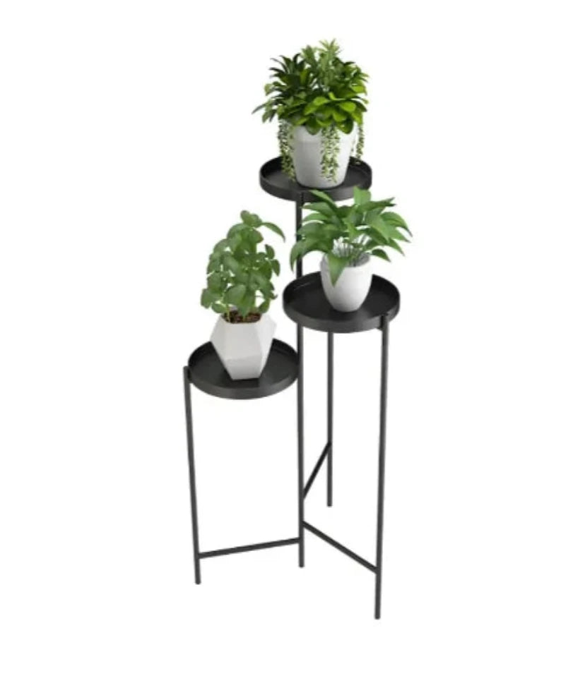 Round Shape Black Metal Plant Stand